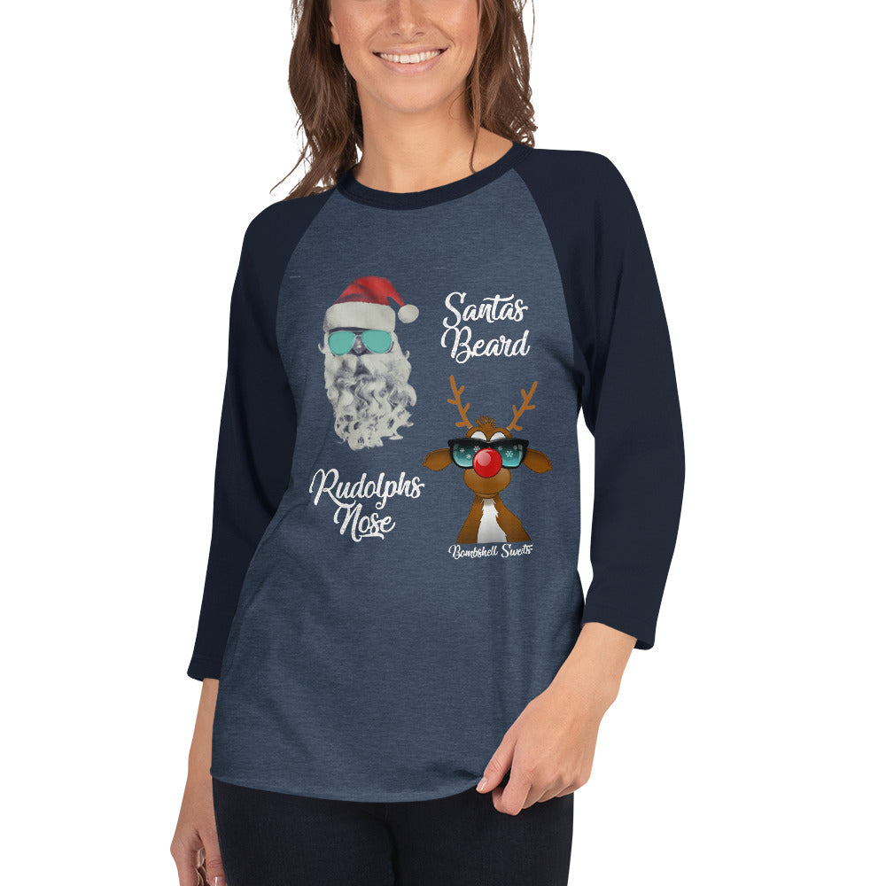 Rudolph's Nose & Santa's Beard 3/4 sleeve shirt